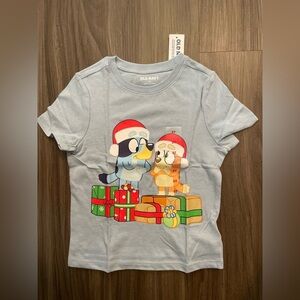 Old Navy Kids Bluey and Bingo Christmas Festive Blue Graphic Tee size 3T-NWT
